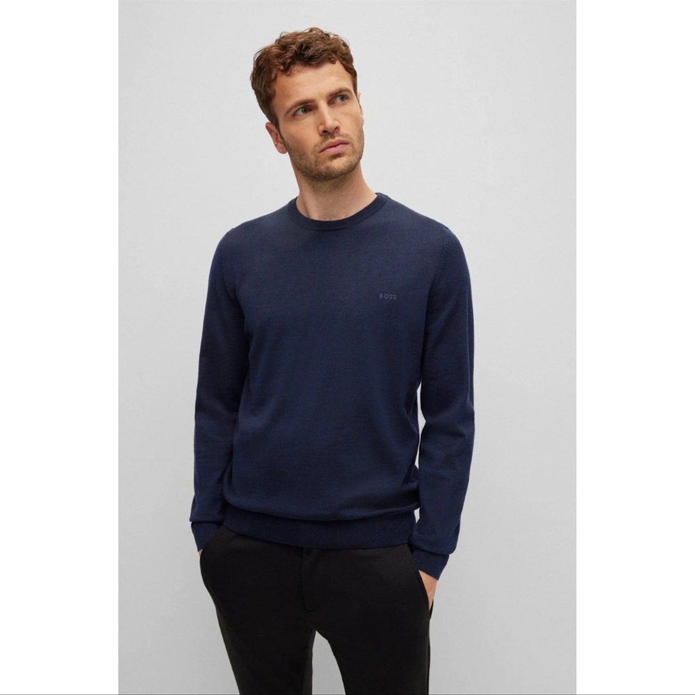 BOSS Hugo boss Men's Navy Sweater 100% wool sz small